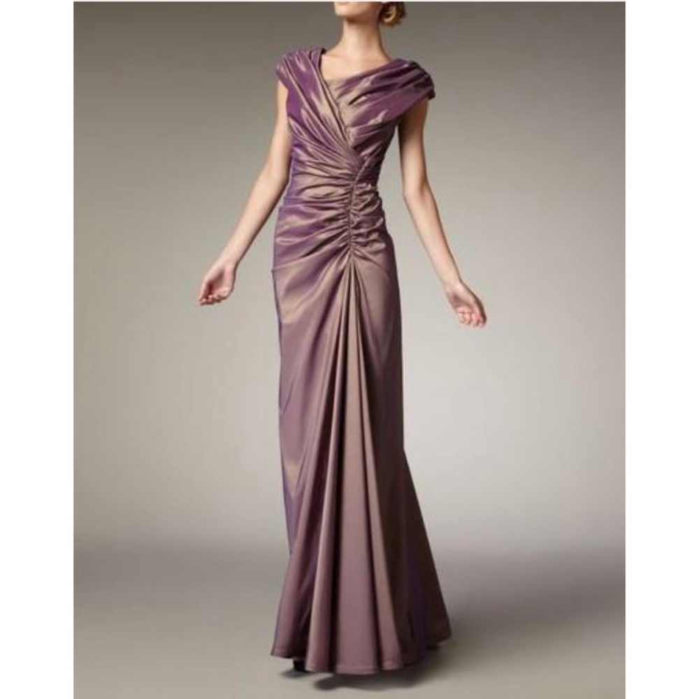 Tadashi Shoji Lavender-Pewter Draped Evening Gown